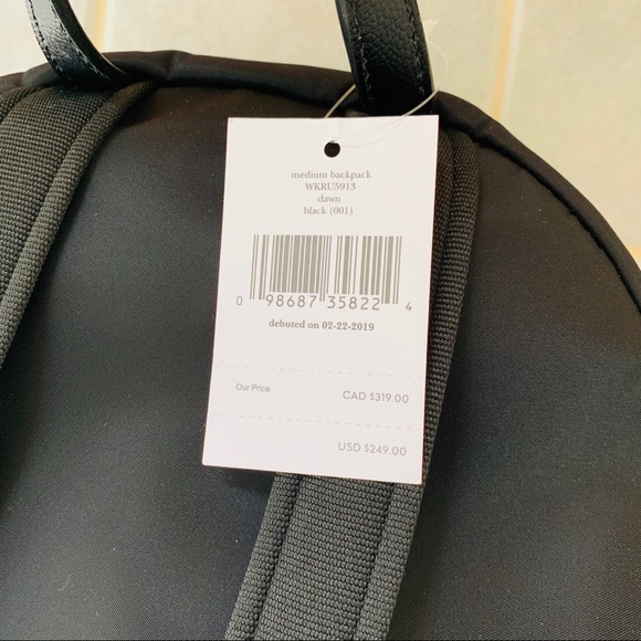 KATE SPADE YORK MEDIUM BACKPACK DAWN BLACK NYLON - Picture 6 of 8